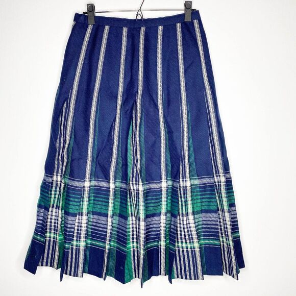 Vintage Tootal Womens Size 12 Stripe Reversible High Waist Pleated Skirt - Picture 1 of 7